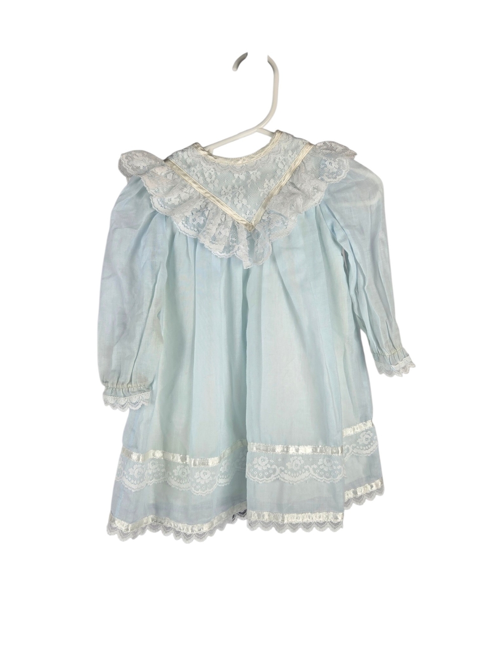 Gunne Sax Toddler Dress Vintage Lace Ruffle Collar Made in USA Blue 2T